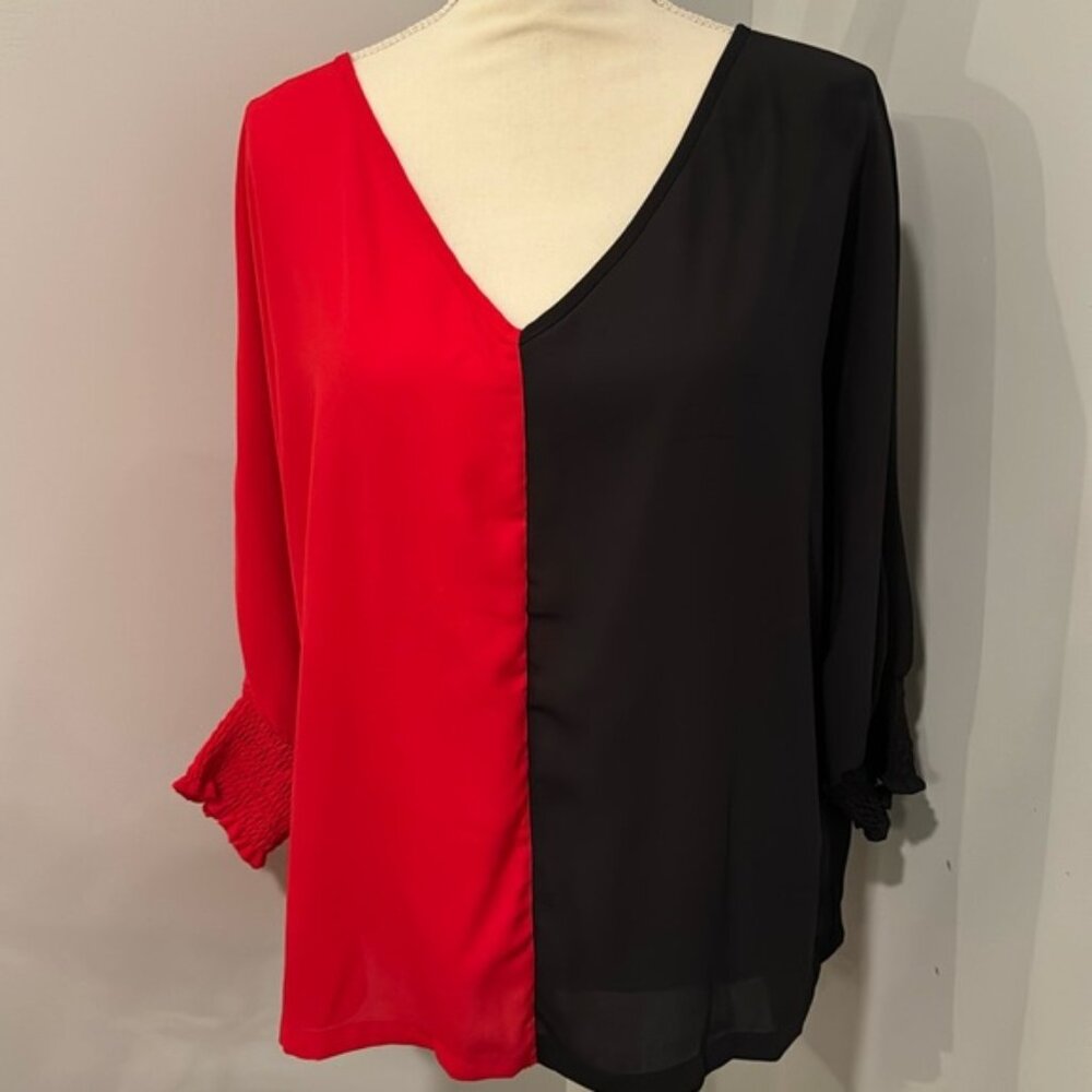 Red and Black Blouse